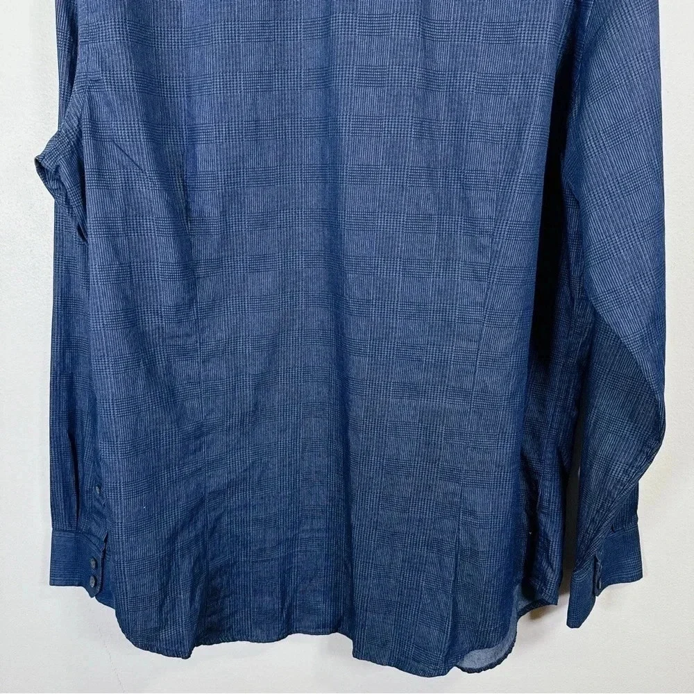 Banana Republic Plaid Denim Chambray Slim Fit Button Shirt